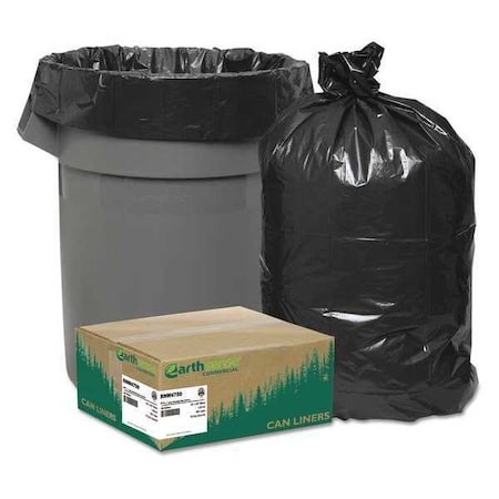 56 gal Trash Can Liners, 43 in x 48 in, Extra Heavy-Duty, 1.25 mil, Black MPN:RNW4750