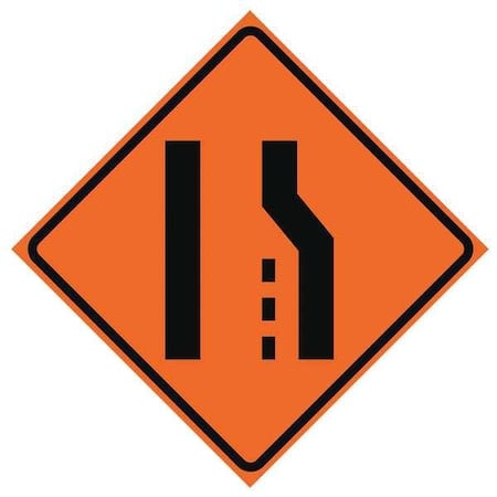 Lane Ends Traffic Sign, 48 in H, 48 in W, Vinyl, Diamond, No Text, 669-C/48-DGFO-RS MPN:669-C/48-DGFO-RS