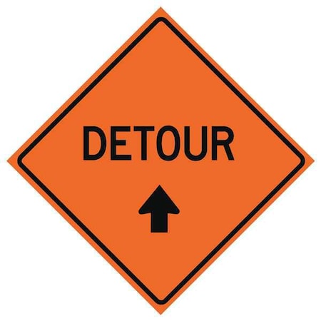 Detour Traffic Sign, 48 in H, 48 in W, Vinyl, Diamond, English, 669-C/48-NRVFO-D MPN:669-C/48-NRVFO-D