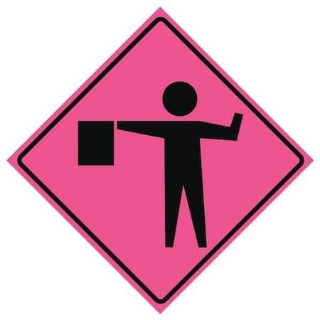 Flagger Ahead Traffic Sign, 48 in H, 48 in W, Vinyl, Diamond, No Text, 669-C/48-SBFP-FS MPN:669-C/48-SBFP-FS