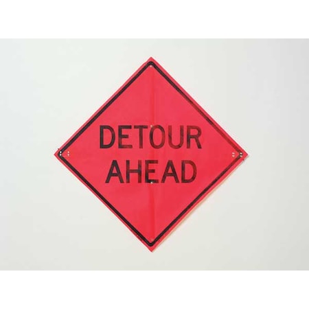 Detour Traffic Sign, 36 in H, 36 in W, Polyester, PVC, Diamond, C/36-EMO-3FH-HD DETOOUR AHEAD MPN:C/36-EMO-3FH-HD DETOOUR AHEAD