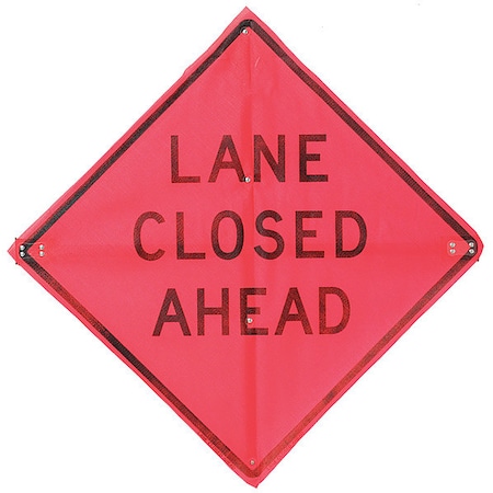 Lane Closed Traffic Sign, 36 in H, 36 in W, Polyester, Diamond, C/36-EMO-3FH-HD LANE CLOSED AHEAD MPN:C/36-EMO-3FH-HD LANE CLOSED AHEAD