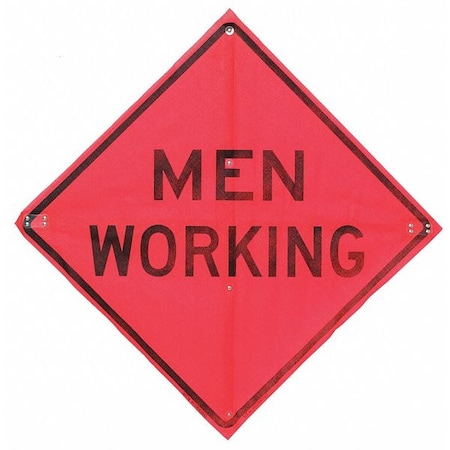 Men Working Traffic Sign, 36 in W, 36 in H, Polyester, PVC, Orange MPN:C/36-EMO-3FH-HD MEN WORKING