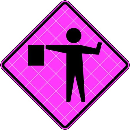 Flagger Ahead Traffic Sign, 36 in H, 36 in W, Vinyl, Diamond, C/36-SBFP-3FH-HD-FLAGGER SYMBOL MPN:C/36-SBFP-3FH-HD-FLAGGER SYMBOL