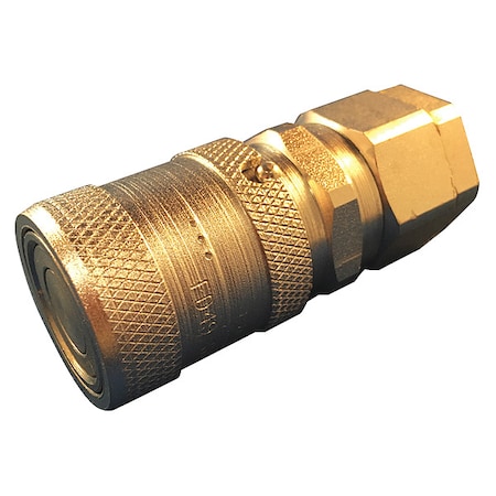 Hydraulic Quick Connect Hose Coupling, Steel Body, Push-to-Connect Lock, 3/8