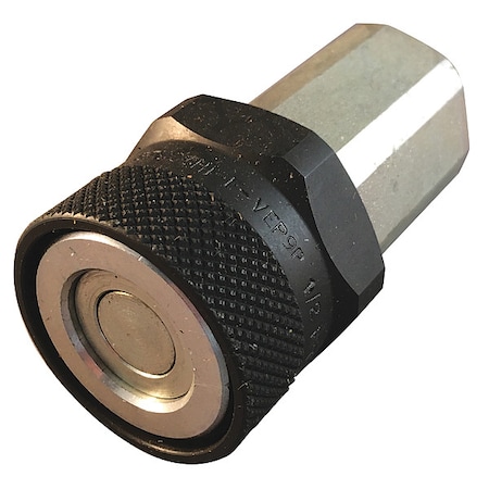 Hydraulic Quick Connect Hose Coupling, Steel Body, Push-to-Connect Lock, 9/16