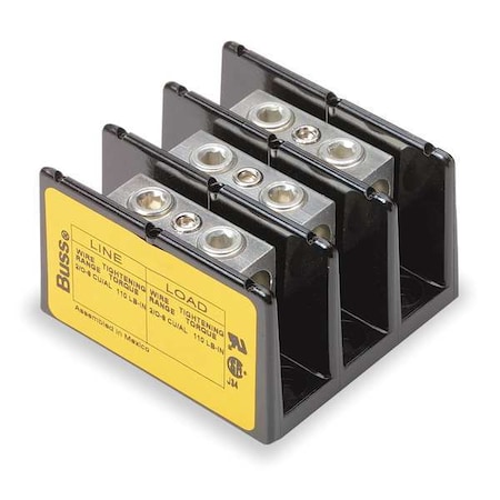 Miniature Power Distribution Block, Open, 3 Pole, 175 A Copper, 600 V AC/DC MPN:16204-3