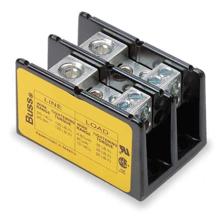 Miniature Power Distribution Block, Open, 2 Pole, 175 A Copper, 600 V AC/DC MPN:16220-2