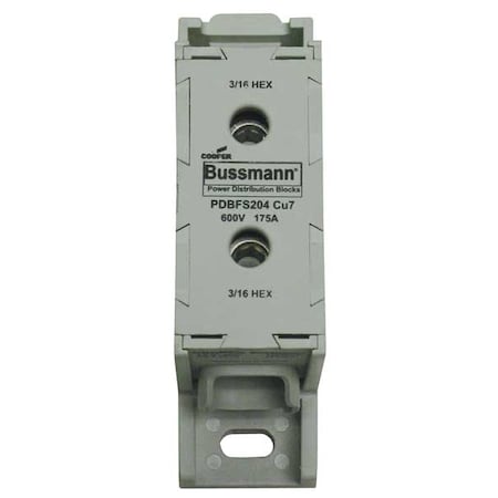 Power Distribution Block, Finger-Safe, 1 Pole, 175 A Copper, 600 V AC/DC, DIN Rail, Panel MPN:PDBFS204