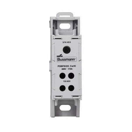 Power Distribution Block, Finger-Safe, 1 Pole, 175 A Copper, 600 V AC/DC, DIN Rail, Panel MPN:PDBFS220