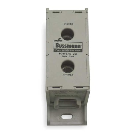 Power Distribution Block, Finger-Safe, 1 Pole, 310 A Copper, 600 V AC/DC, DIN Rail, Panel MPN:PDBFS303