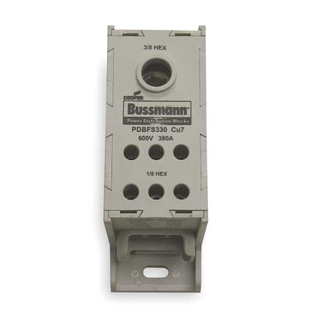 Power Distribution Block, Finger-Safe, 1 Pole, 380 A Copper, 600 V AC/DC, Panel MPN:PDBFS330
