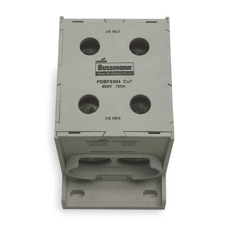 Power Distribution Block, Finger-Safe, 1 Pole, 760 A Copper, 600 V AC/DC, Panel MPN:PDBFS504