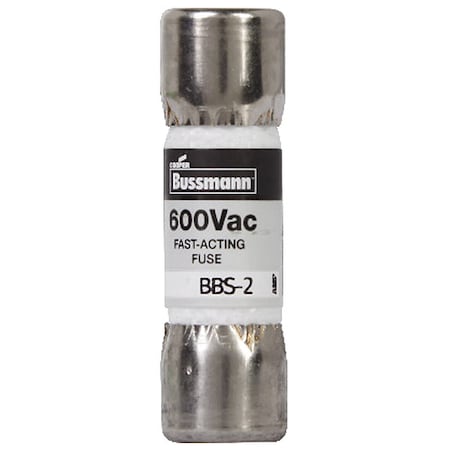 Midget Fuse, Fast-Acting, 2A, 600V AC, Non-Indicating, 10kA at 600V AC MPN:BBS-2