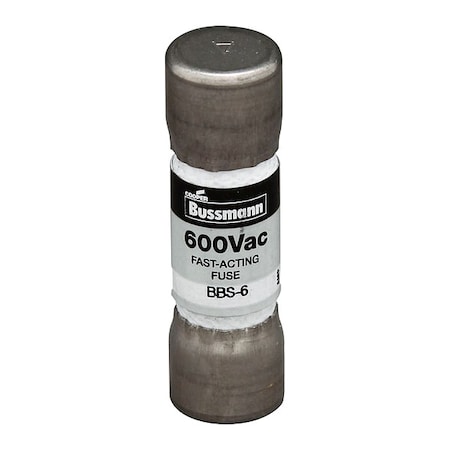 Midget Fuse, Fast-Acting, 6A, 600V AC, Non-Indicating, 10kA at 600V AC MPN:BBS-6