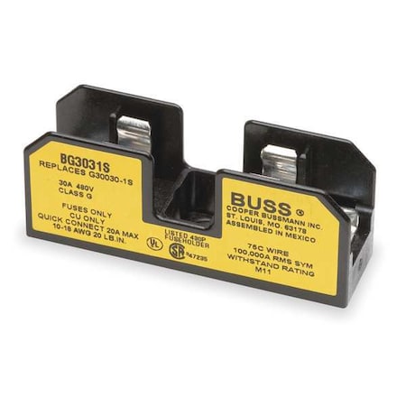 Open Fuse Block, G UL Class, 480V AC/DC Volt Rating, 1 Poles, Screw with Quick Connect MPN:BG3031S