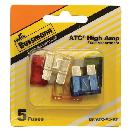 Automotive Fuse Kit, ATC Series, 5 Fuses Included, No Fuse Class Class, 10 to 30A, Not Rated MPN:BP/ATC-A5-RP