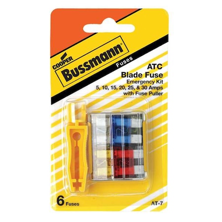 Automotive Fuse Kit, ATC Series, 8 Fuses Included, No Fuse Class Class, 10 to 40A, Not Rated MPN:BP/ATC-AH8-RPP