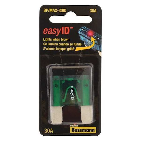 Automotive Fuse, MAX-ID Series, 30A, 32V DC, Indicating MPN:BP/MAX-30ID