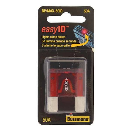 Automotive Fuse, MAX-ID Series, 50A, 32V DC, Indicating MPN:BP/MAX-50ID