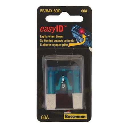 Automotive Fuse, MAX-ID Series, 60A, 32V DC, Indicating MPN:BP/MAX-60ID