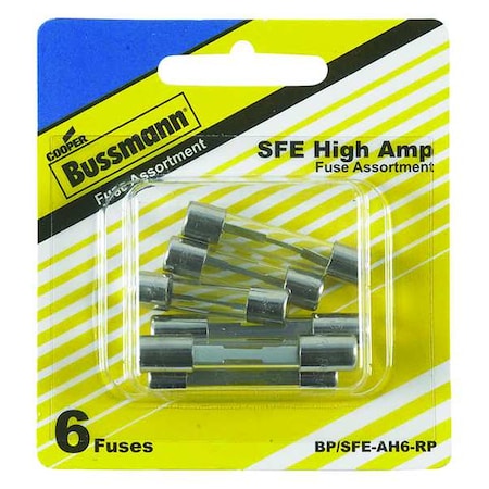 Glass Fuse Kit, SFE Series, 6 Fuses Included, 14 to 30A, 32V AC MPN:BP/SFE-AH6-RP