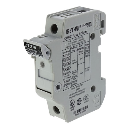 Finger Safe Fuse Block, 0 to 30A Amp Range, 48V DC Volt Rating, 1 Poles, Box Lug; Clamp MPN:CHCC1DI-48U