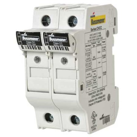 Finger Safe Fuse Block, CC UL Class, 600V AC/DC Volt Rating, 2 Poles, Box Lug; Clamp MPN:CHCC2DIU