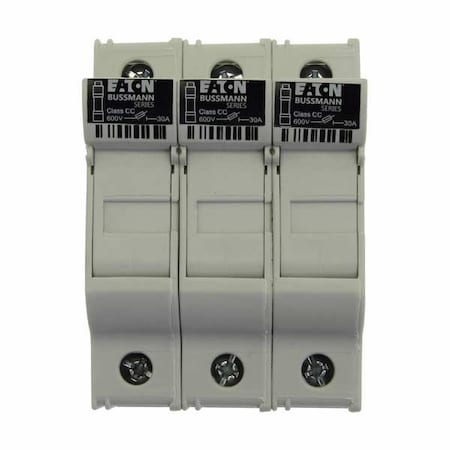 Finger Safe Fuse Block, 0 to 30A Amp Range, 600V AC/DC Volt Rating, 3 Poles, Box Lug; Clamp MPN:CHCC3DU