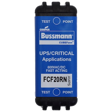 Glass Fuse, FCF Series, Fast-Acting, 20A, 600V AC, 300kA at 600V AC, 50kA at 600V DC MPN:FCF20RN
