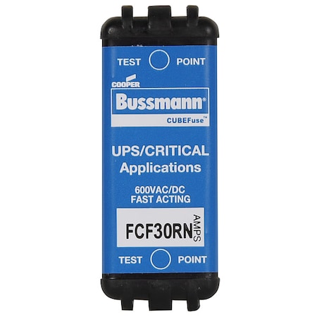 Glass Fuse, FCF Series, Fast-Acting, 30A, 600V AC, 300kA at 600V AC, 50kA at 600V DC MPN:FCF30RN