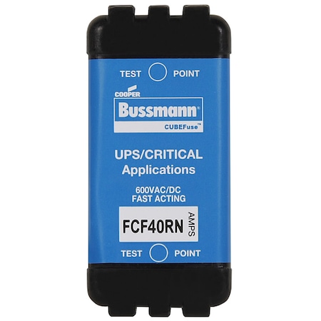 Glass Fuse, FCF Series, Fast-Acting, 40A, 600V AC, 300kA at 600V AC, 50kA at 600V DC MPN:FCF40RN