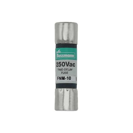 Midget Fuse, Time-Delay, 10A, 250V AC, Non-Indicating, 10kA at 125V AC, 200A at 250V AC MPN:FNM-10