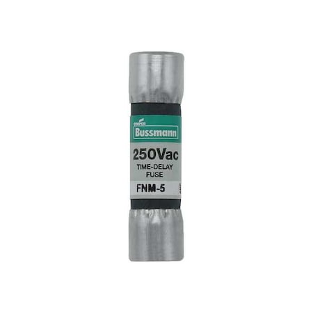 Midget Fuse, Time-Delay, 5A, 250V AC, Non-Indicating, 10kA at 125V AC, 200A at 250V AC MPN:FNM-5