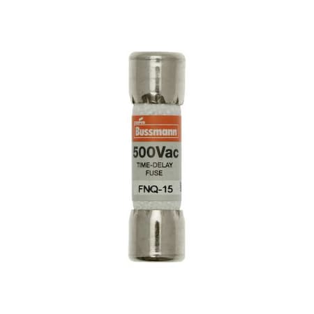 Midget Fuse, Time-Delay, 15A, 500V AC, Non-Indicating, 10kA at 500V AC MPN:FNQ-15