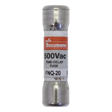 Midget Fuse, Time-Delay, 20A, 500V AC, Non-Indicating, 10kA at 500V AC MPN:FNQ-20