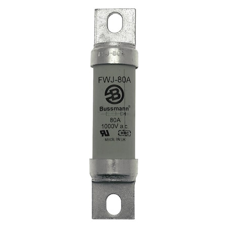 Semiconductor Fuse, 80A, Fast-Acting, 1000V AC, Bolt-On MPN:FWJ-80A