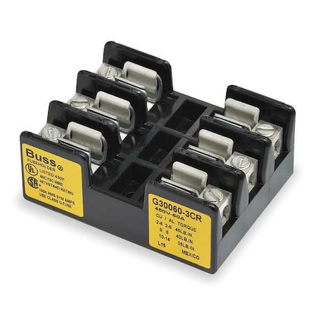Open Fuse Block, G UL Class, 300V AC/DC Volt Rating, 3 Poles, Box Lug MPN:G30060-3CR