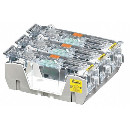 Open Fuse Block, H; K5 UL Class, 250V AC/DC Volt Rating, 3 Poles, Box Lug MPN:HM25100-3CR