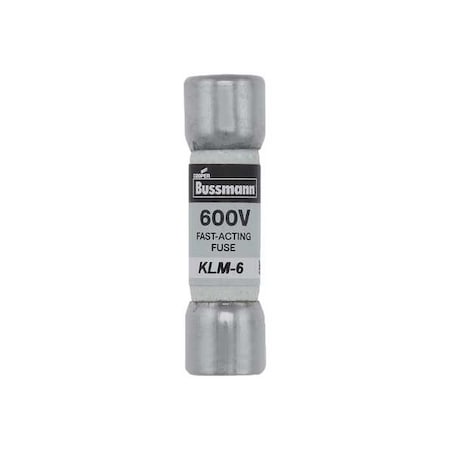 Midget Fuse, Fast-Acting, 6A, 600V AC, Non-Indicating, 100kA at 600V AC, 50kA at 600V DC MPN:KLM-6