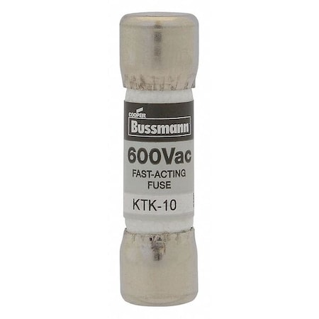Midget Fuse, Fast-Acting, 0.20A, 600V AC, Non-Indicating, 100kA at 600V AC MPN:KTK-2/10