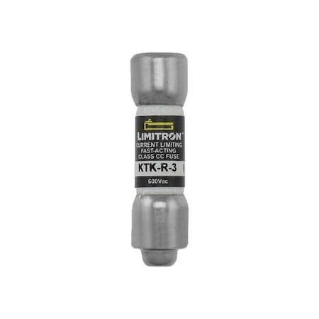 CC Class, Fast-Acting, 3A, 600V AC, Non-Indicating MPN:KTK-R-3