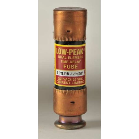 UL Class Fuse, RK1 Class, LPN-RK-SP Series, Time-Delay, 1.25A, 250V AC, Non-Indicating MPN:LPN-RK-1-1/4SP