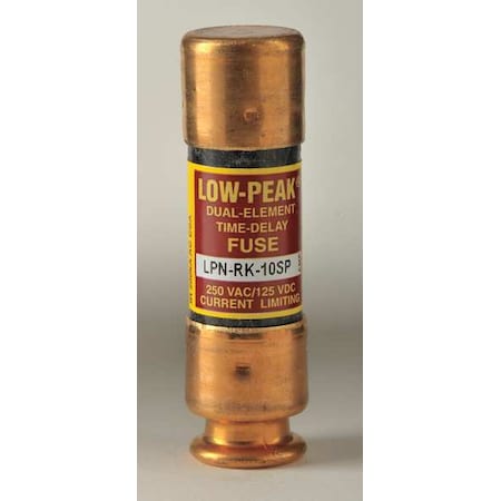 UL Class Fuse, RK1 Class, LPN-RK-SP Series, Time-Delay, 10A, 250V AC, Non-Indicating MPN:LPN-RK-10SP