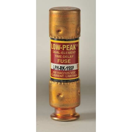 UL Class Fuse, RK1 Class, Time-Delay, 15A, 250V AC, Non-Indicating MPN:LPN-RK-15SP