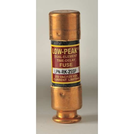 UL Class Fuse, RK1 Class, LPN-RK-SP Series, Time-Delay, 25A, 250V AC, Non-Indicating MPN:LPN-RK-25SP