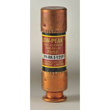 UL Class Fuse, RK1 Class, LPN-RK-SP Series, Time-Delay, 3.50A, 250V AC, Non-Indicating MPN:LPN-RK-3-1/2SP