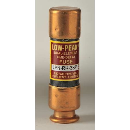 UL Class Fuse, RK1 Class, Time-Delay, 3A, 250V AC, Non-Indicating MPN:LPN-RK-3SP