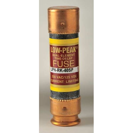 UL Class Fuse, RK1 Class, LPN-RK-SP Series, Time-Delay, 40A, 250V AC, Non-Indicating MPN:LPN-RK-40SP