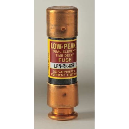 UL Class Fuse, RK1 Class, Time-Delay, 6A, 250V AC, Non-Indicating MPN:LPN-RK-6SP
